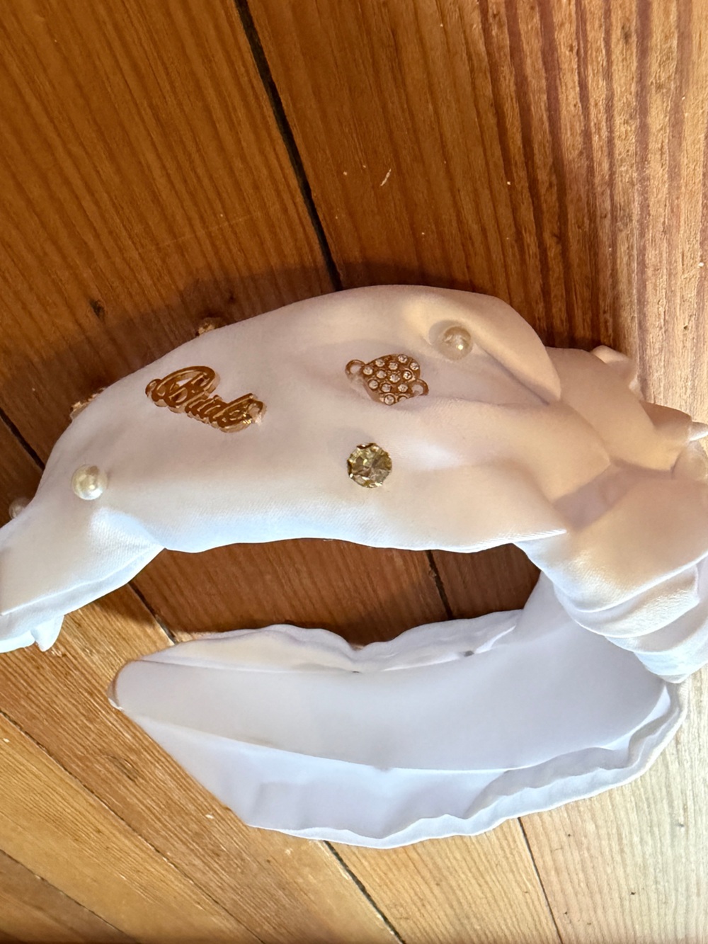 Target White Headband with Gold Accents and Pearl Details